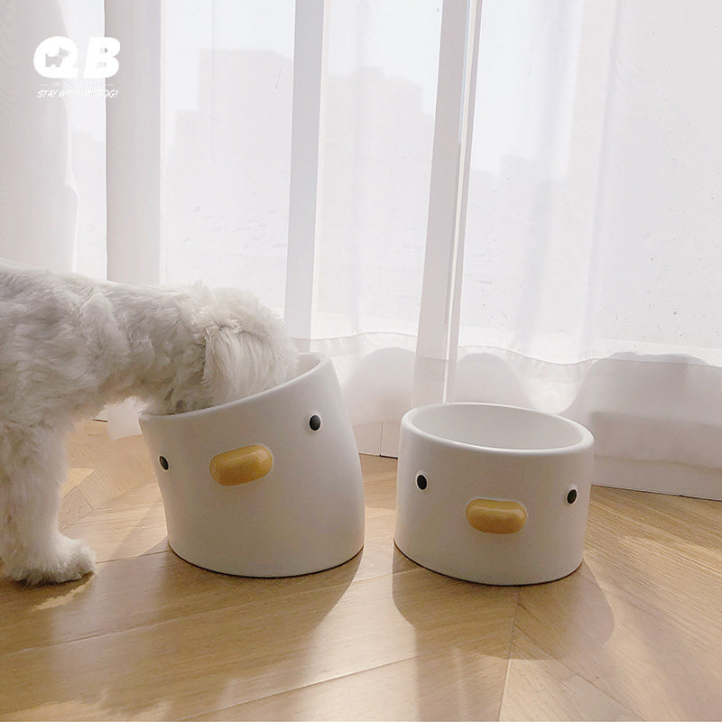 PURROOM陶瓷宠物碗水碗食盆碗斜口高脚饮水碗狗碗小鸡碗犬猫通用