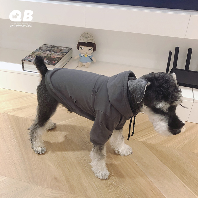 狗狗破洞高街风套头打底衣法斗