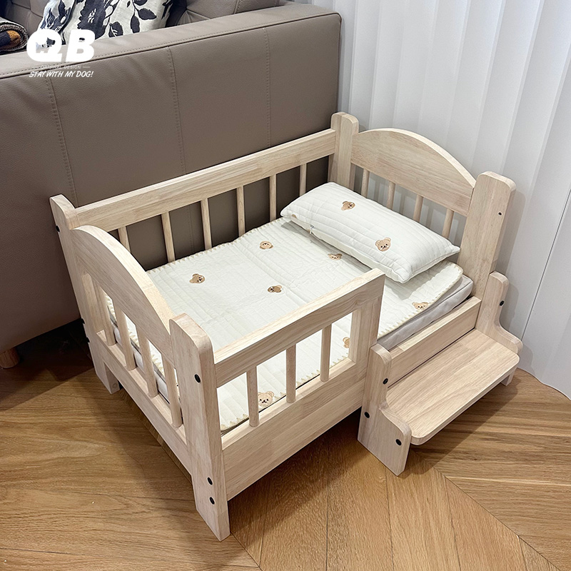 宠物猫狗楼梯木床防潮离地实木