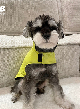 出口尾外贸宠物狗秋冬保暖羽绒马甲轻便防风斗篷黄色蓝色休闲衣服