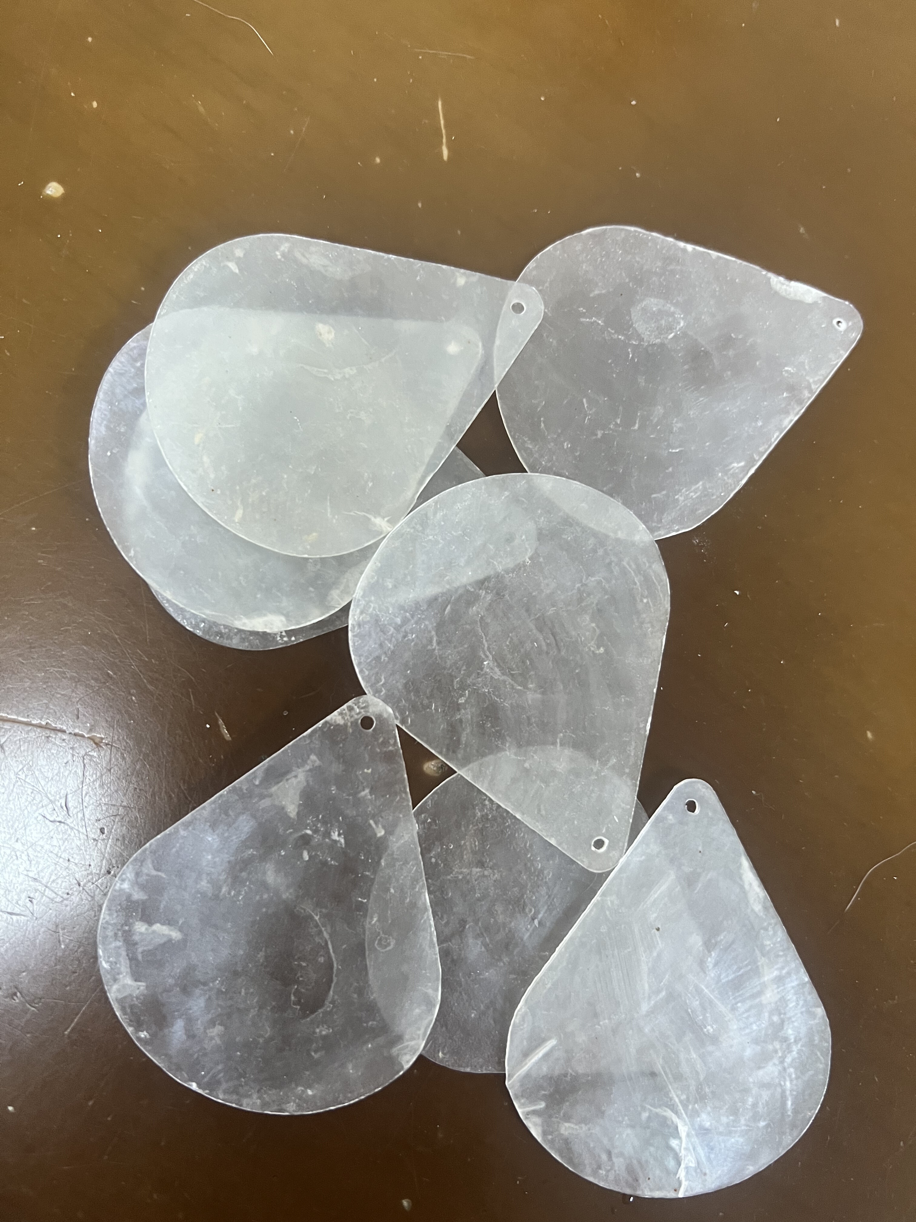 天然镜贝材料贝母片水滴形贝壳片单孔贝壳门帘DIY