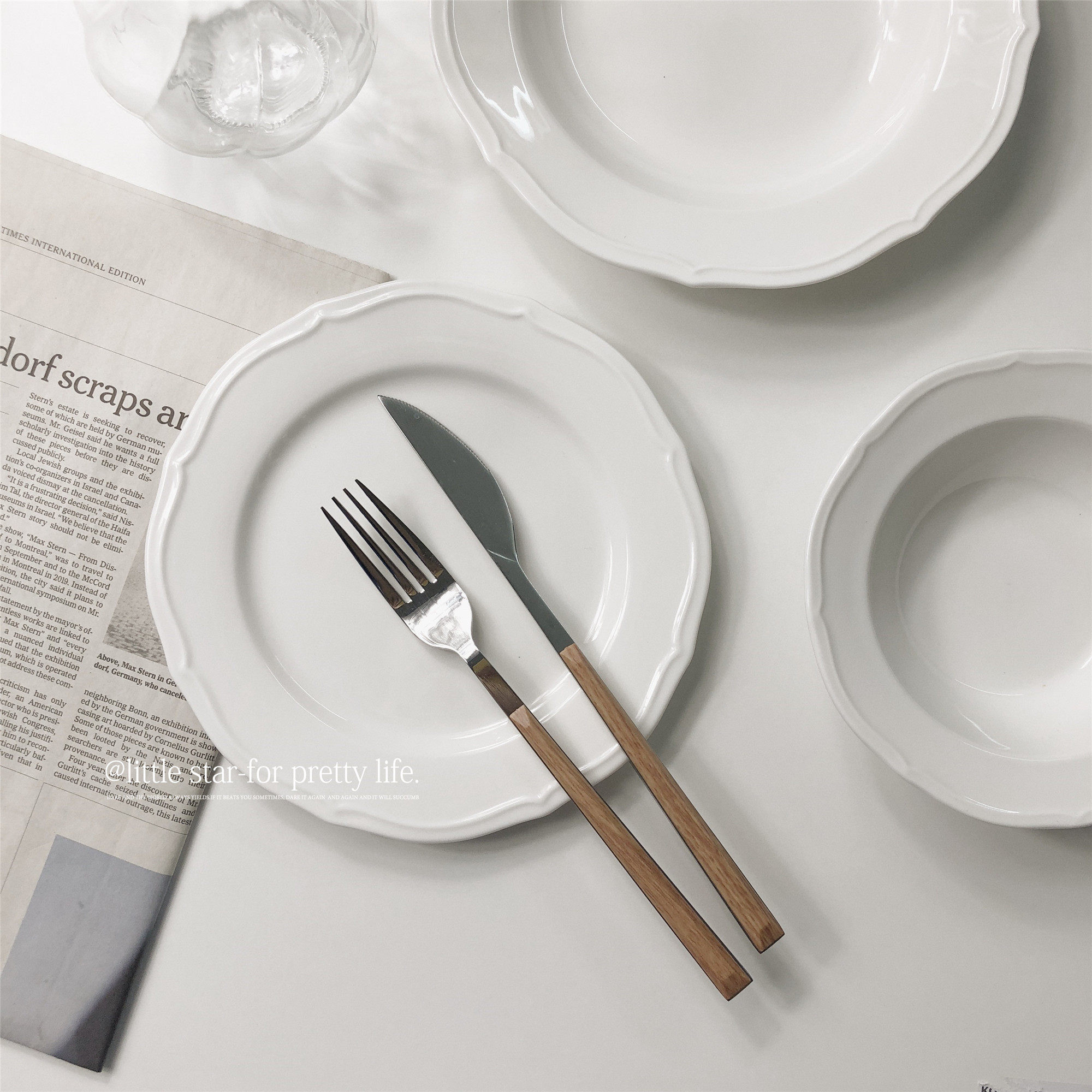 欧式复古简约陶瓷平盘 法式纯白西餐盘蛋糕甜品盘沙拉碗ins早餐碗,餐饮具,盘,淘宝优惠券,粉丝福利购,淘宝优惠卷