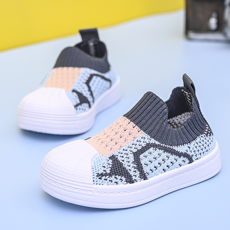 透气一脚蹬儿童飞织网鞋