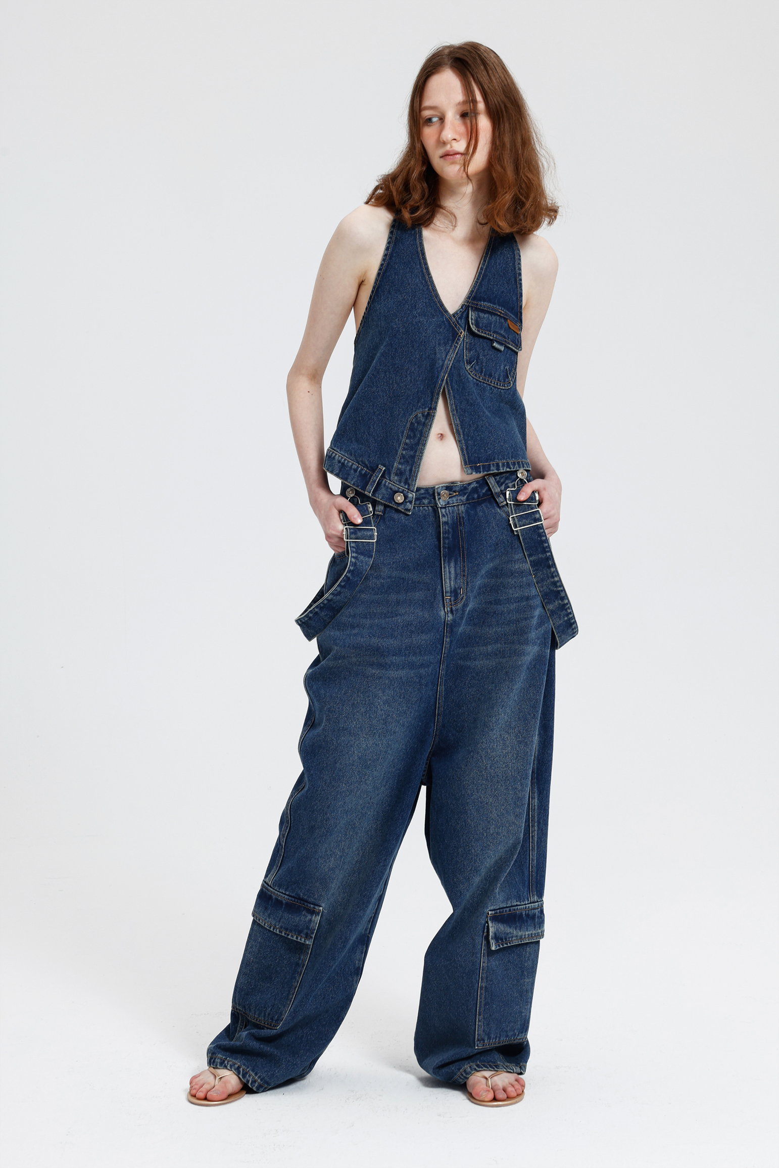 1cothen牛仔挂脖背心露背