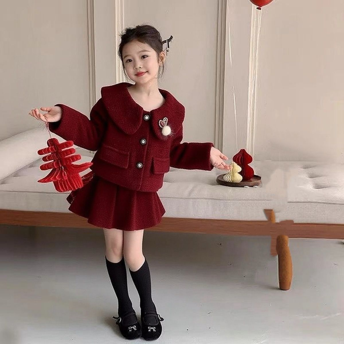 2025新款半身裙两件套宝宝拜年服