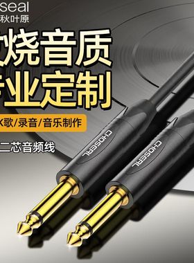 秋叶原6.5大二芯音频线公对公6.35吉他调音台无线话筒功放连接线