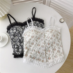 145 150cm矮小个子性感蕾丝碎花小吊带背心内搭打底上衣xxs加小码