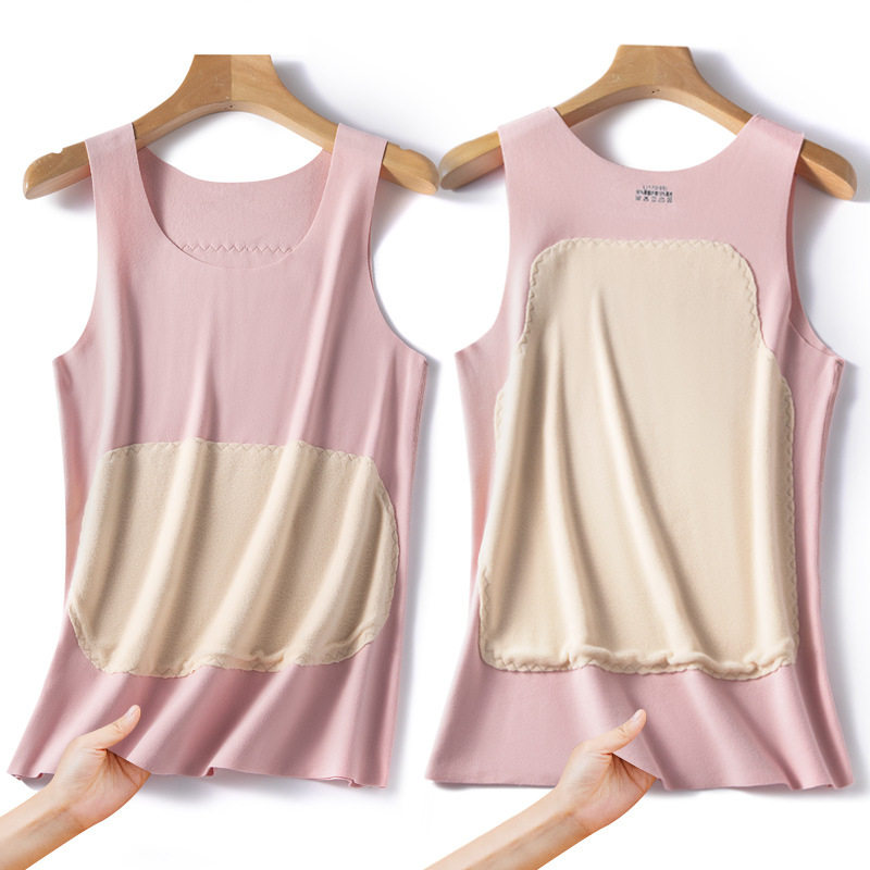 150cm小矮个子女士贴片无痕保暖背心德双面绒磨毛吊带打底衫上衣