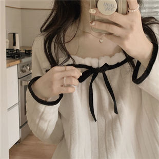 xxs加小码 145 150cm矮小个子珊瑚绒睡衣女绒毛保暖加厚家居服套装