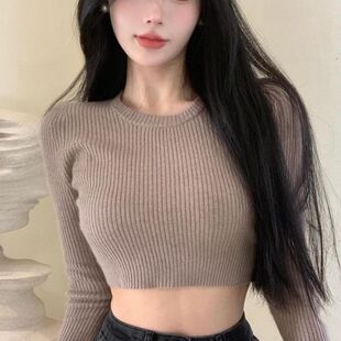 150小矮个子打底衫女款毛衣百搭圆领针织衫修身修身短款上衣xxs码