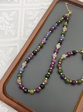 天然石珠子链女精致气质项链手链