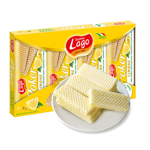 意大利原装进口零食LAGO Poker爱利地威化饼干榛子柠檬味盒装180g