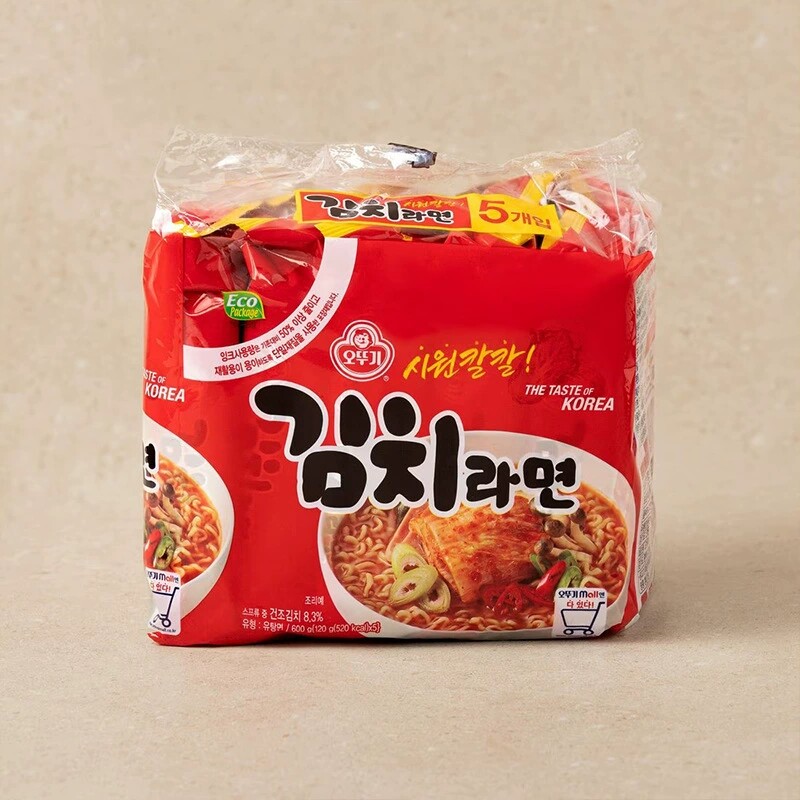 韩国进口不倒翁辣白菜味拉面600g韩式泡菜面夜宵速食方便面泡菜