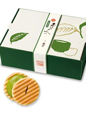 日本直邮京果子处鼓月抹茶奶油夹心日式煎饼洋菓子12枚/盒2盒