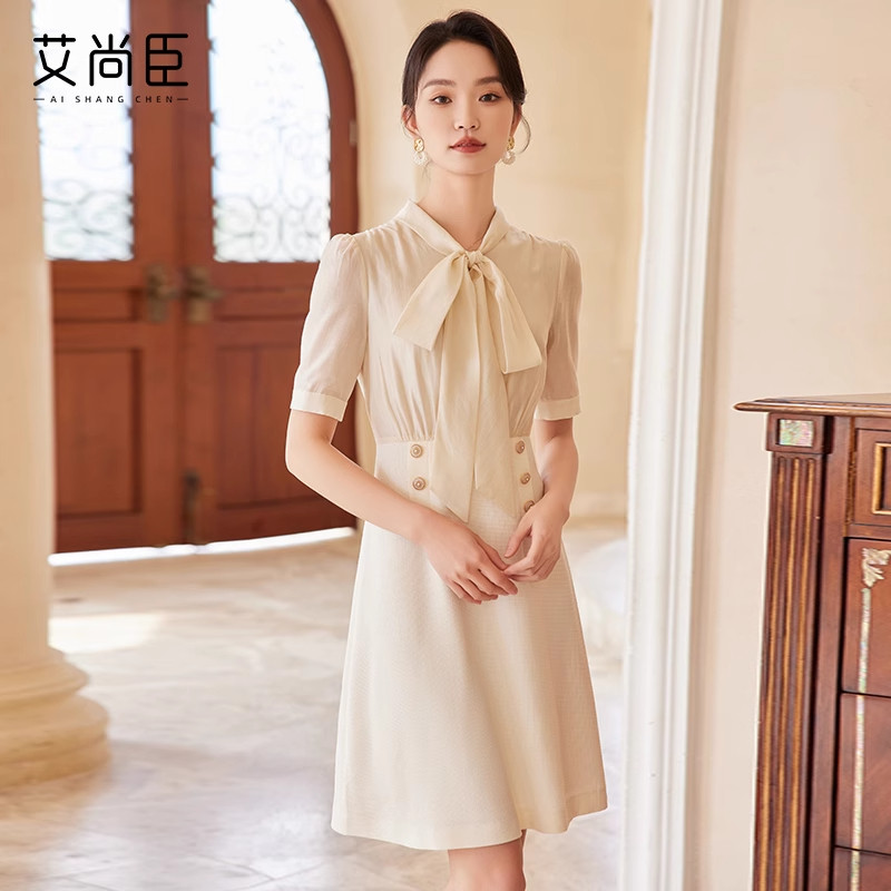 艾尚臣职业装连衣裙蝴蝶结夏裙子