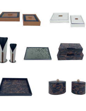 现代简约手工黑皮革包边装饰品