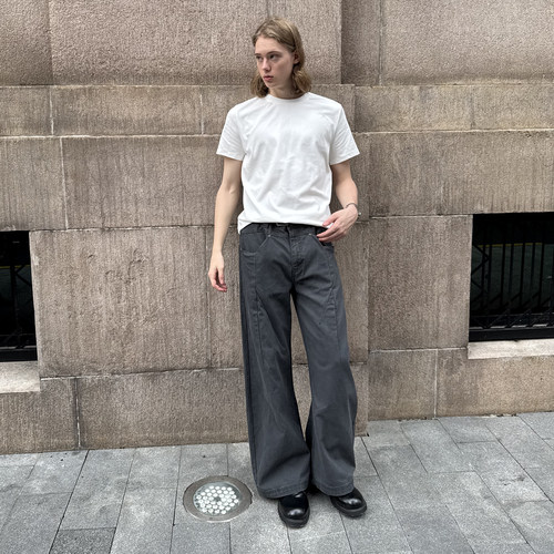 EMP复古水洗休闲直筒阔腿工装裤