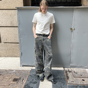 男女Cleanfit休闲阔腿裤 EMP 裤 复古水洗做旧直筒微喇迷彩工装 美式