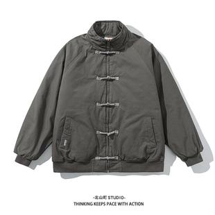 新款 EMP 冬季 棉服男士 潮 盘扣立领水洗棉衣外套男女日系新中式