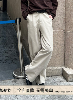 EMP 春秋复古米白色宽松直筒垂感休闲长裤男女Cleanfit百搭阔腿裤