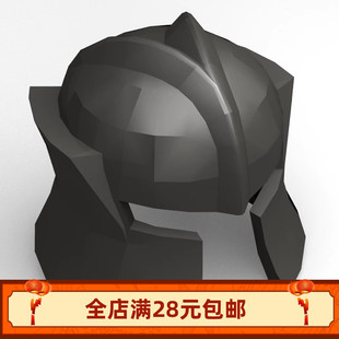 小颗粒积木MOC 48493 中古世纪城堡骑士头盔 人仔零配件拼装玩具