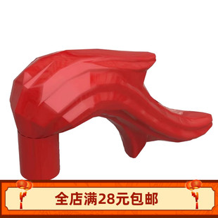 小颗粒积木MOC 22411 羽毛马尾辫中世纪骑士古代武将头盔红缨配件