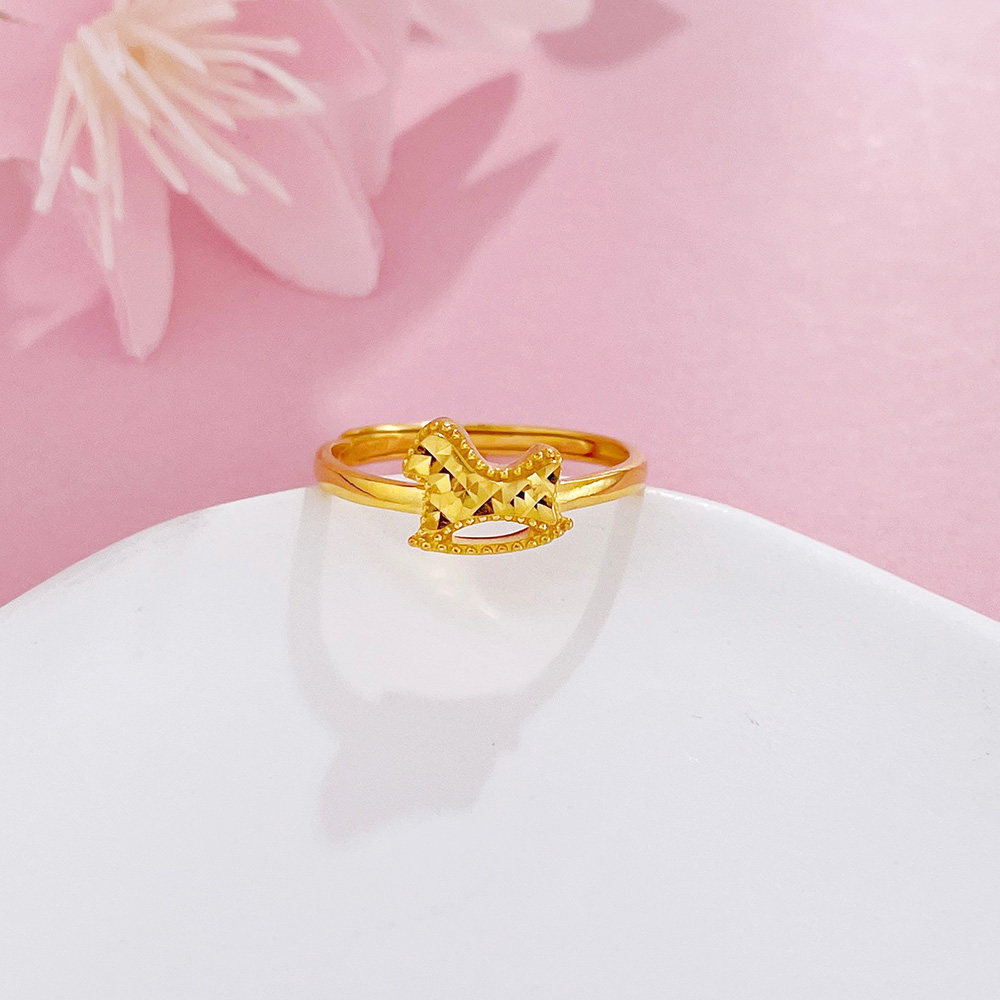 黄金戒指女款足金999指环纯金首饰马上有钱发财碎冰冰戒指送女友