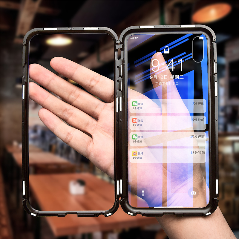 苹果x手机壳网红ipone xs max新款8plus全包防摔套iPhonexs?#30424;?#19975;磁王玻璃抖音透明7p潮牌男女超薄磁吸8x创意