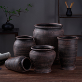 复古侘寂风花盆陶罐粗陶多肉花盆大口径透气红陶老桩法师客厅摆件