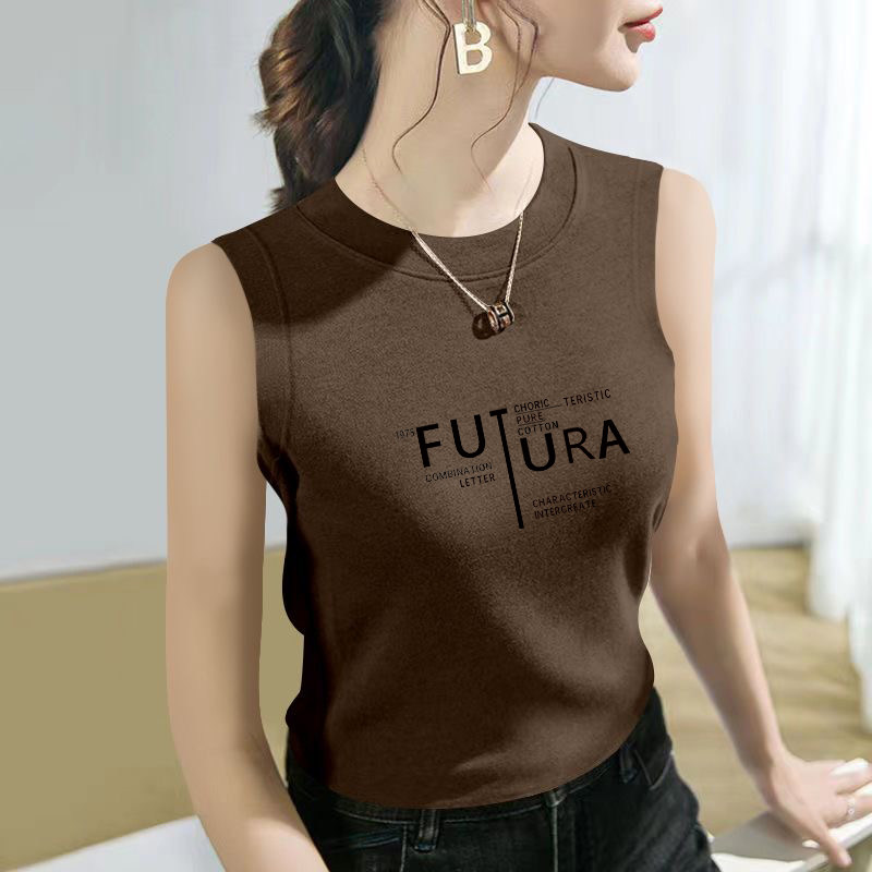 2025夏季新款莫代尔棉背心女士修身显瘦薄款时尚休闲印花百搭上衣