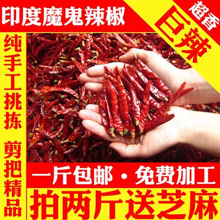 超辣特辣魔鬼印度免费加工段巨辣海椒辣椒干辣椒一斤包邮