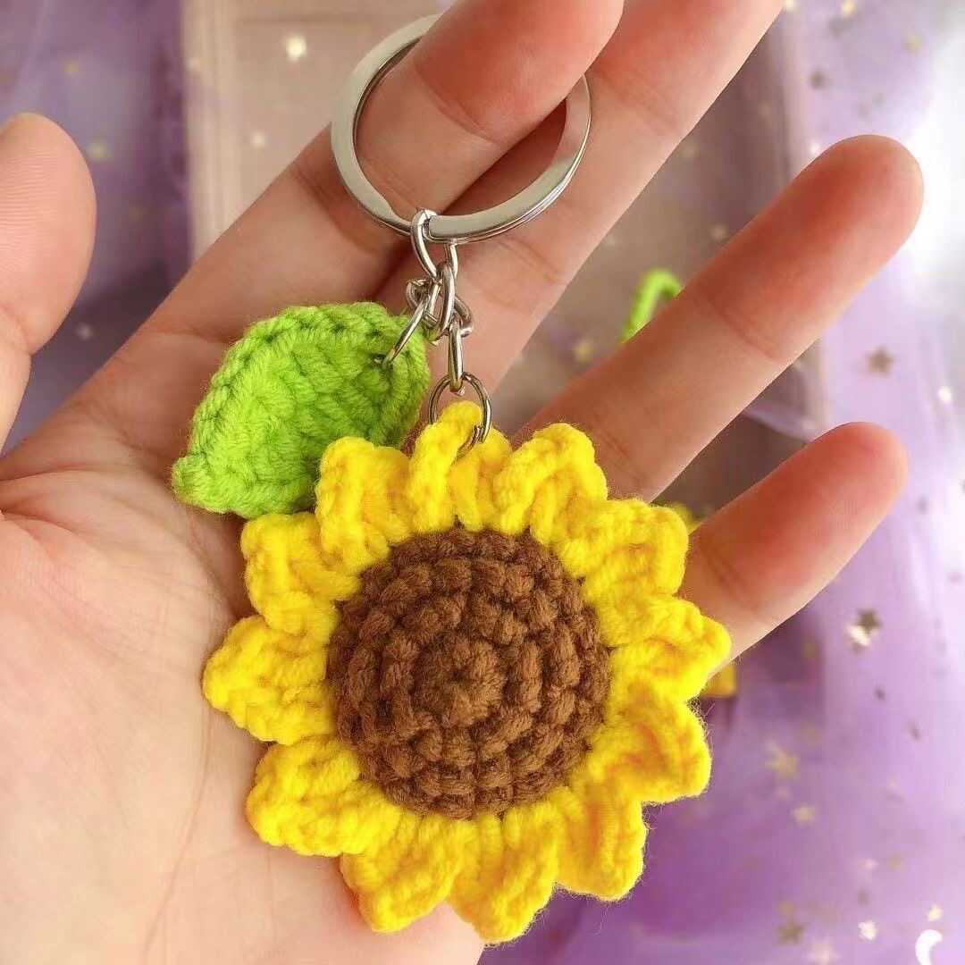 成品纯手工编织向日葵太阳花教师节背包挂件钥匙扣毕业季节日礼物
