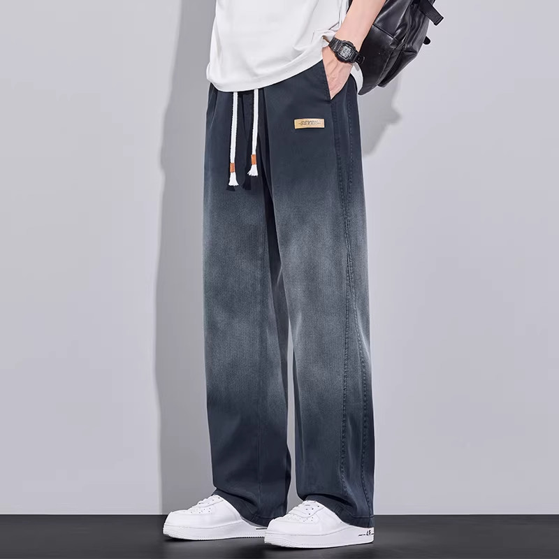 牛仔裤男士2026春季新款渐变直筒宽松美式潮牌夏季休闲长裤子男款
