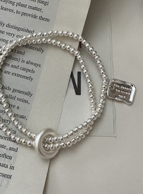 S925纯银韩版小众设计感弹力绳简约字母串珠手链韩式风时尚首饰品