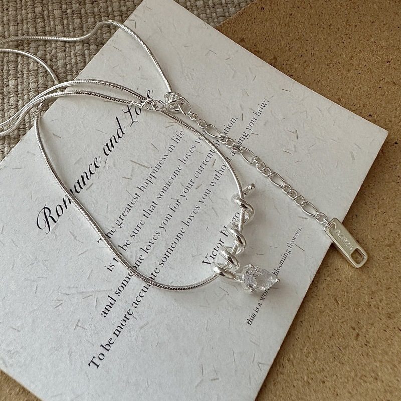 S925纯银韩版小众设计感锆石复古蛇骨链韩式风时尚简约项链,饰品/流行首饰/时尚饰品新,银饰项链,淘宝优惠券,粉丝福利购,淘宝优惠卷