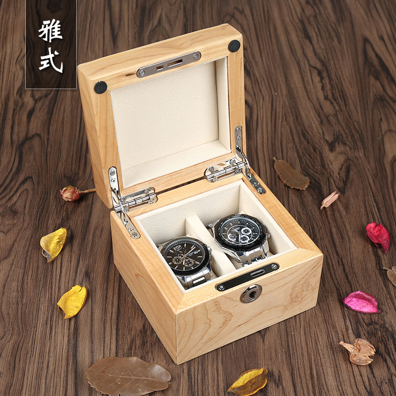 雅式手表盒澳洲樱桃木展示两只