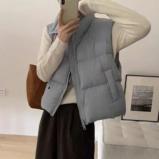 羽绒马甲女设计感冬季外套韩系無袖夾克短款90鸭绒背心坎肩平湖