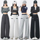 拼接设计宽松显瘦垂感运动卫裤 时尚 新款 阔腿裤 撞色弯刀裤 2026春季