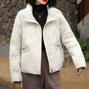 平湖羽绒服女款高端女式冬短款小个子白鸭绒时尚外套嘉兴大码