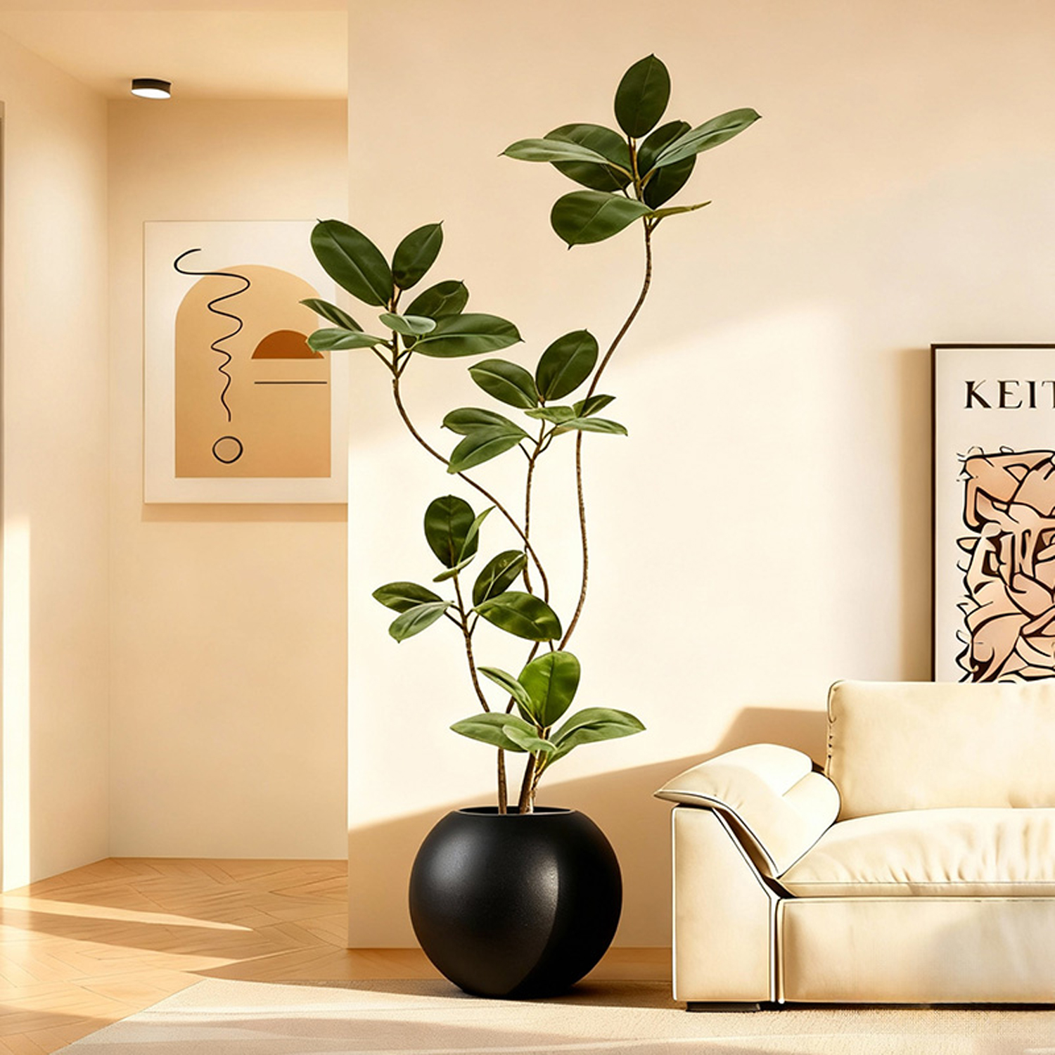 假绿植装饰仿真室内橡皮树沙发旁