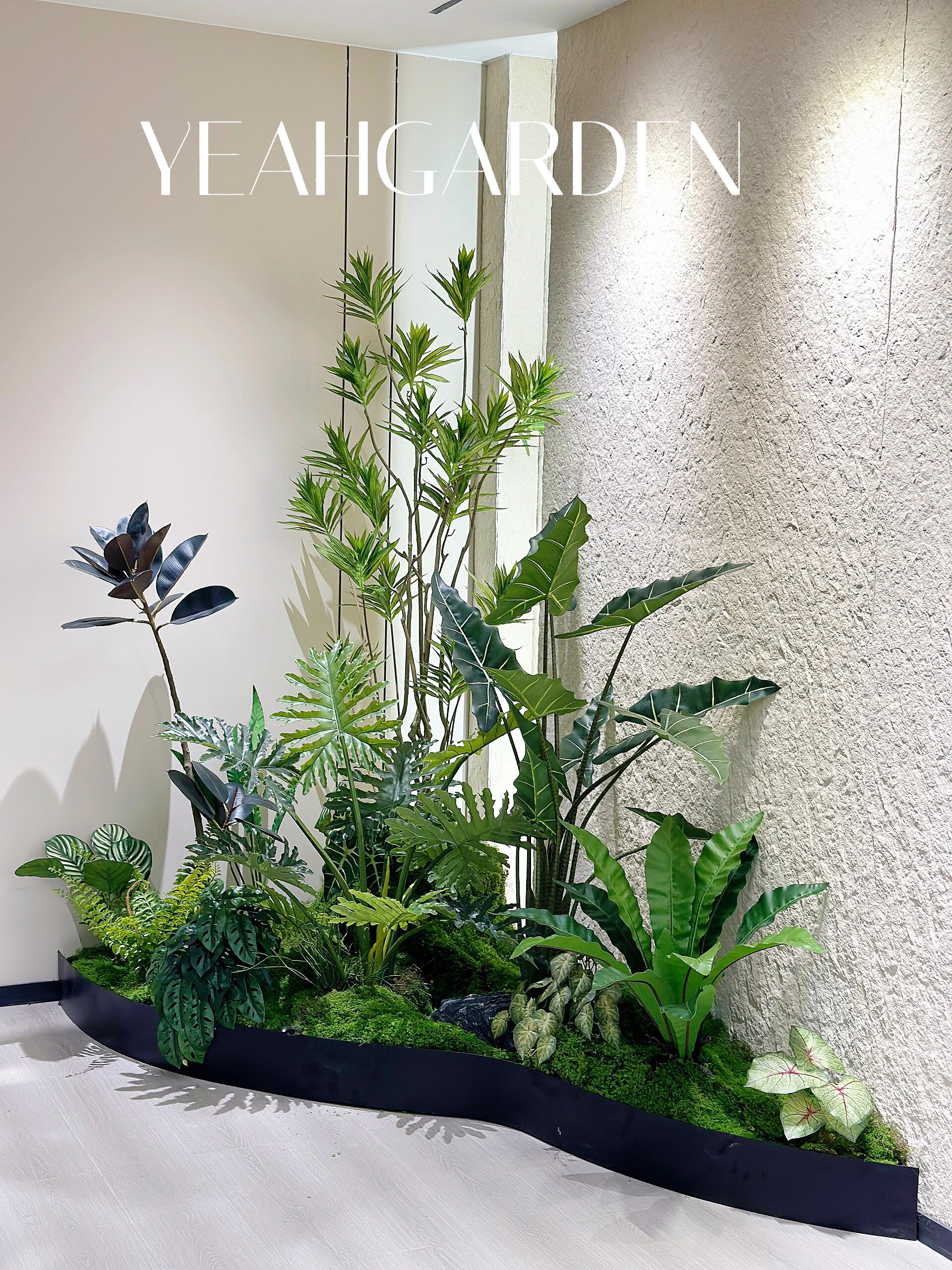 模拟绿色植物室内景观楼梯角落装饰阳台入口窗户彷生人造树景观植