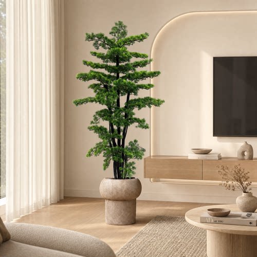 仿真绿植迎客松树高端轻奢盆栽