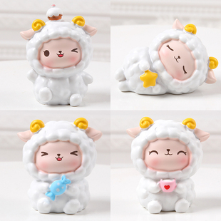 烘焙蛋糕装饰可爱小羊摆件 白羊座宝宝生日快乐插件羊咩咩小仙女