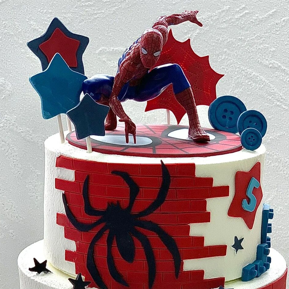 卡通儿童款生日蛋糕装饰摆件超大号蜘蛛侠美国队长套装插件绿巨人