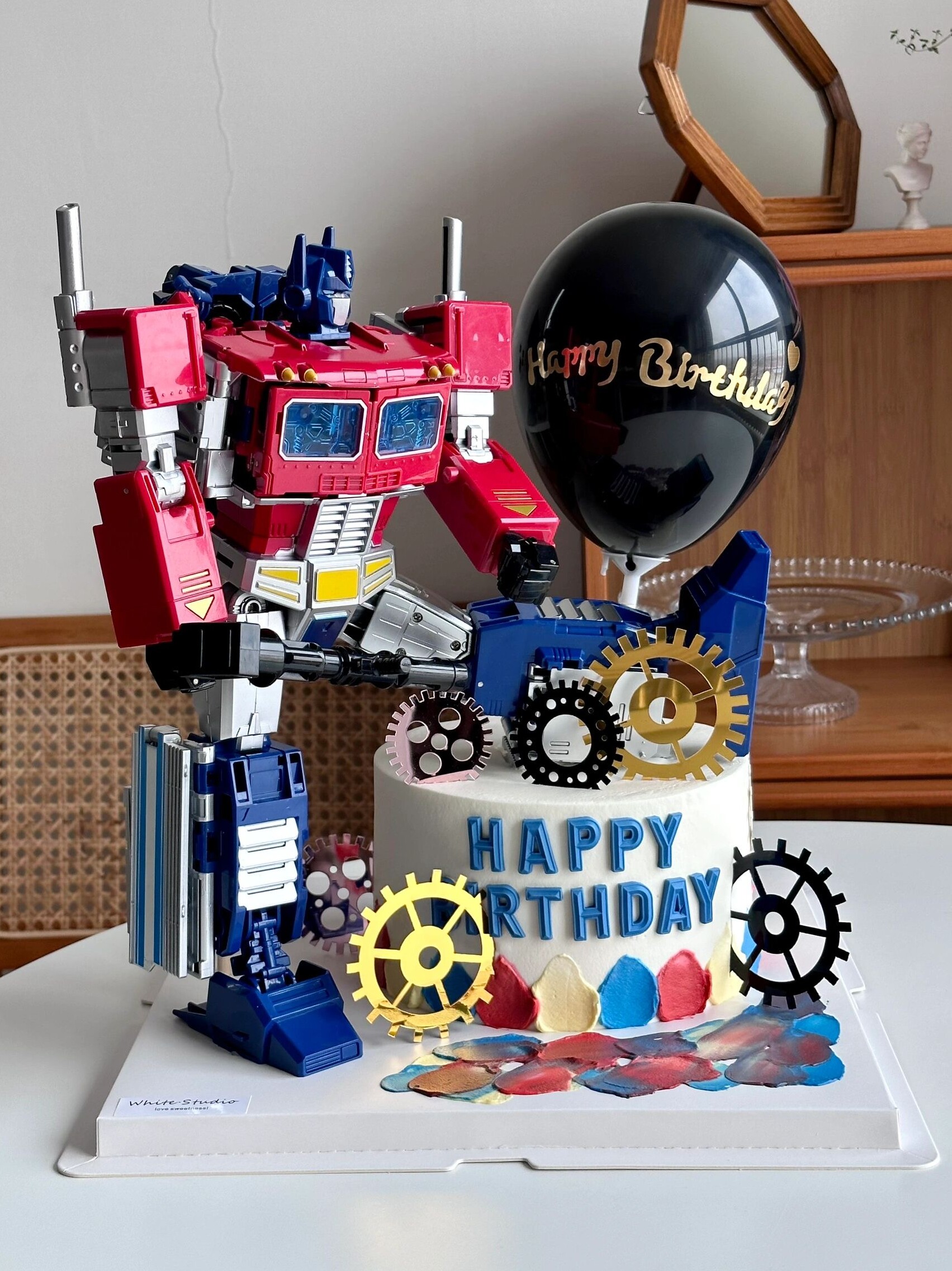 儿童生日蛋糕装饰变形机器人摆件