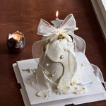 2026网红撒银五星星蜡烛白色丝带铃铛雪花蛋糕装饰圣诞树蛋糕装饰