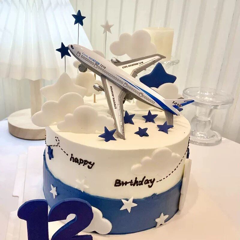 飞机蛋糕装饰摆件小飞机模型飞行员儿童生日蛋糕飞机主图主题生日