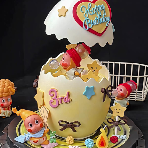 包邮网红吹泡星星宝星仔生日蛋糕破壳日蛋壳模具摆件卡通装饰插件
