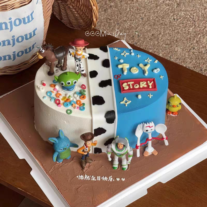 巴斯光年儿童生日插牌玩具总动员蛋糕装饰摆件卡通公仔胡迪翠丝