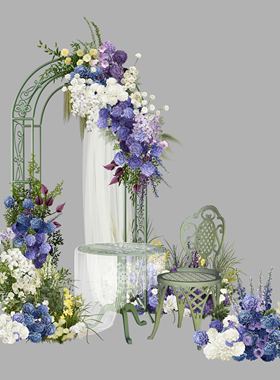 b479户外铁艺婚礼休息区甜品展示区效果图素材psd分层文件